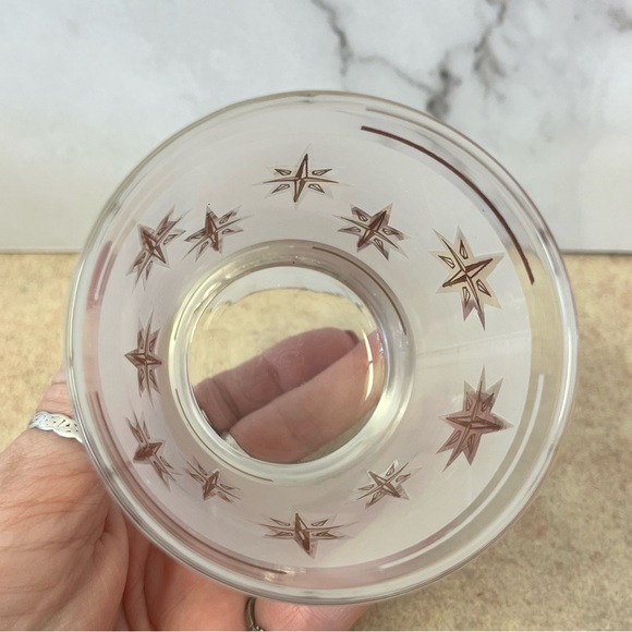 Vintage MCM Dominion Atomic Starburst Frosted Tumbler Glasses Set of 4 - Picture 6 of 10